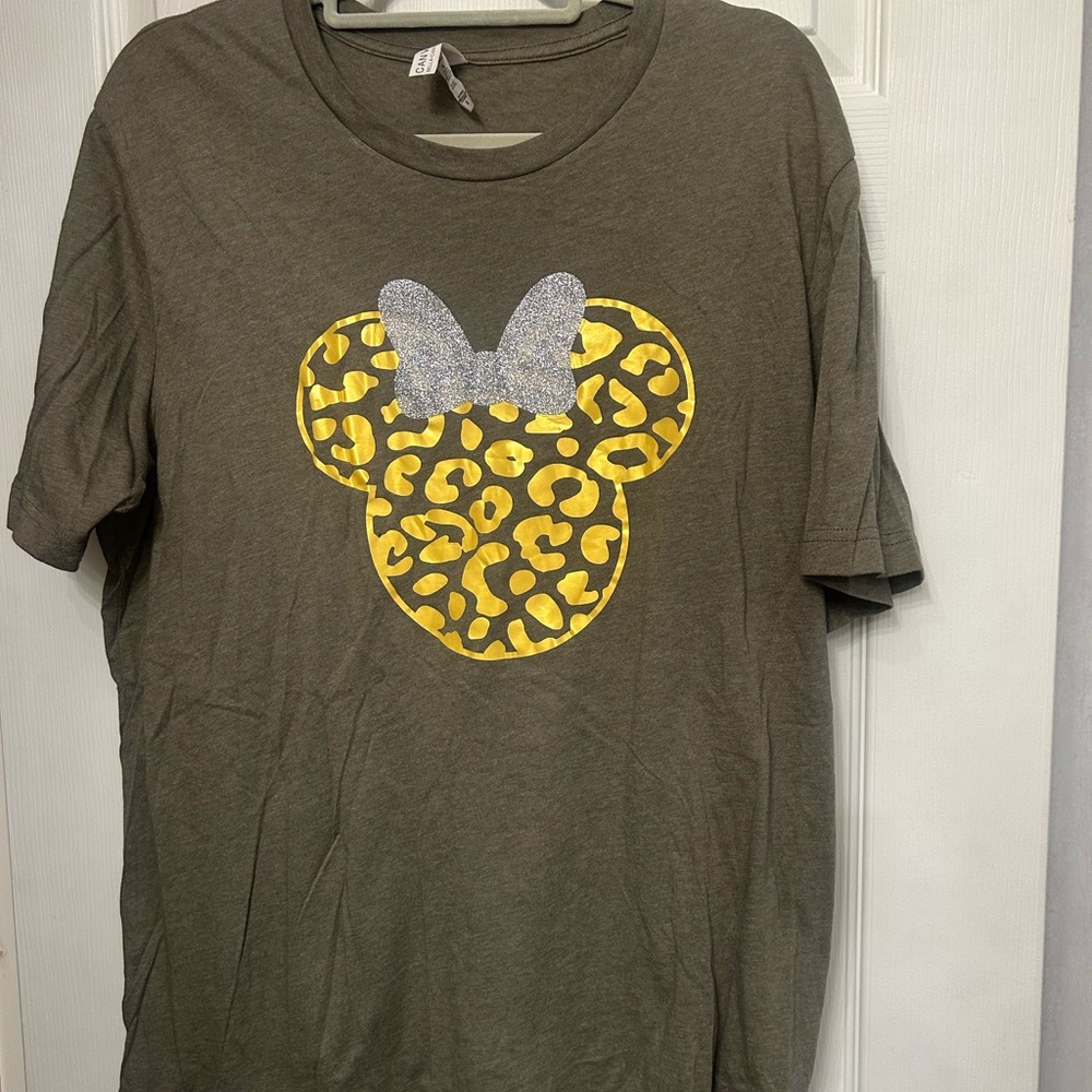 Olive Green Tee with Minnie Mouse Design